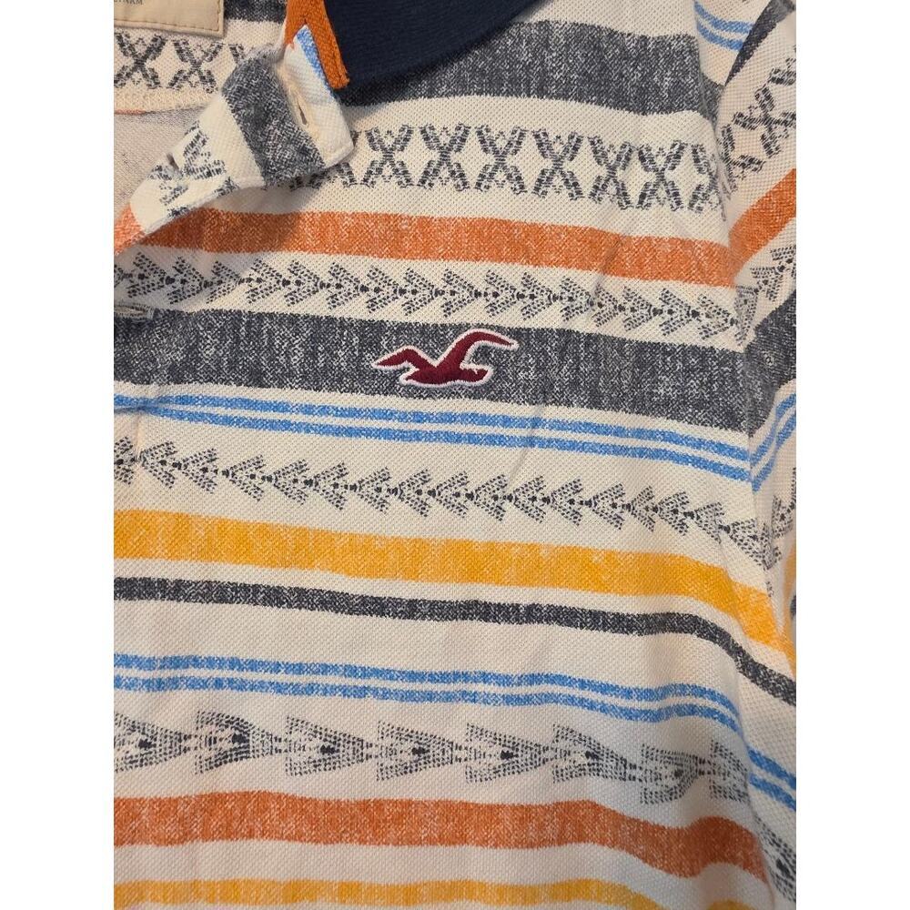 Hollister California Striped Polo Shirt Men's Medium Surf Aztec - Picture 3 of 6